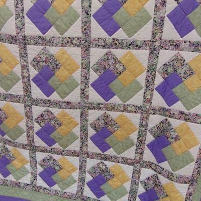 Purple Hand Sewn Quilt 88 x 96