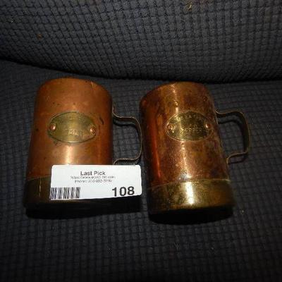 Copper Salt and Pepper Shakers