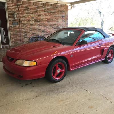 1995 Ford Mustang GT convertible one owner with only 60k miles and signed by Mario Andretti. Only 38 in existence. 