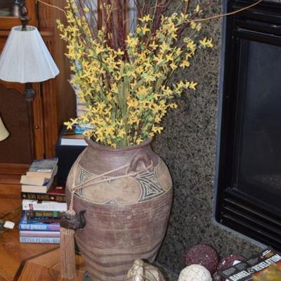 Large Vase with Silk Florals, Home Decor, Plant, Books