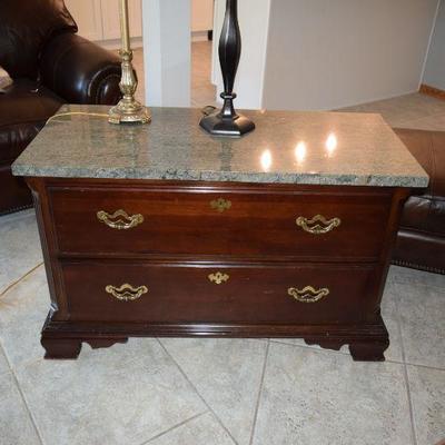 Two Drawer Dresser/Side Table, Lamps