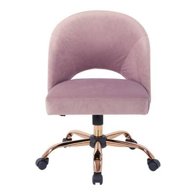 Lula Office Chair in Mauve Fabric with Rose Gold B ...
