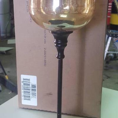 Set of 2 Amber glass hurricane candle holders 1 is ...