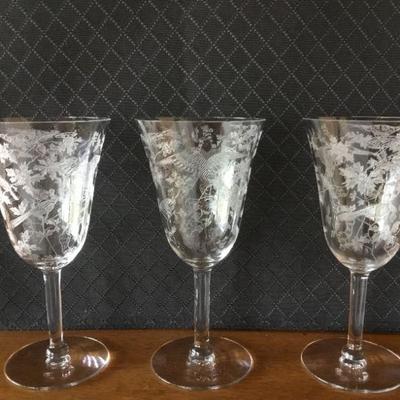 Discontinued- Antique Fostoria Crystal Stemware Pattern is Oriental (1918 - 1928) 5 Water Goblets.