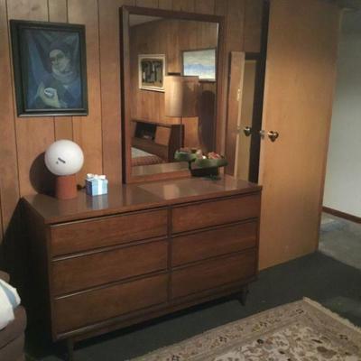 MCM Style Dresser and Mirror