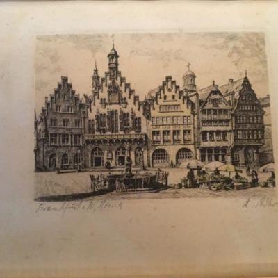 Frankfurt on the Main, artist Adler? Early etching of the Town Hall of the Free Imperial City of Frankfurt.