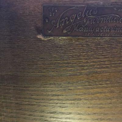 Label inside Secretary Desk drawer (Angelus Furniture Manufacturing Co. Los Angeles)