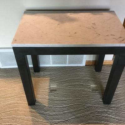 Solid Custom Metal and Carrera Marble Top End Table
