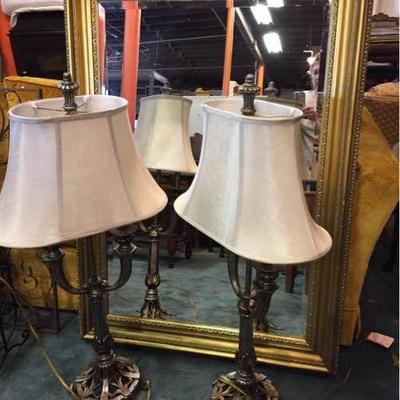 Gold Mirror and Lamps