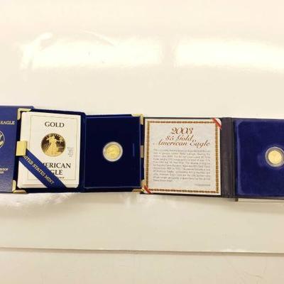 #600: 1989-P Saint Gaudens 1/10oz Fine Gold Coin, 2003 Saint Gaudens 1/10oz Fine Gold Coin
1989 Saint Gaudens 1/10oz Fine Gold Coin, 2003...