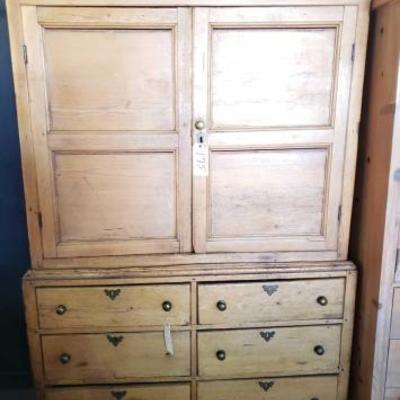 #175: Rustic Wood 6 Drawer Armoire
Measures approx 53