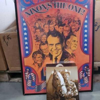 #1019: Poster of Nixon's The One , 2 Canvas Prints of Roy Rogers and Dale Evans
Poster of Nixon's The One , 2 Canvas Prints of Roy Rogers...