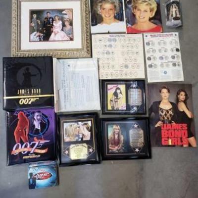 #1182: Princess Diana Art, Photo & Book, 007 Trading Cards, James Bond Girls Book
Princess Diana Art, Photo & Book, 007 Trading Cards,...