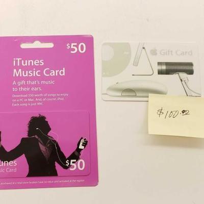 #726: $100 Apple Gift Card, $50 iTunes Gift Card
$100 Apple Gift Card, $50 iTunes Gift Card
