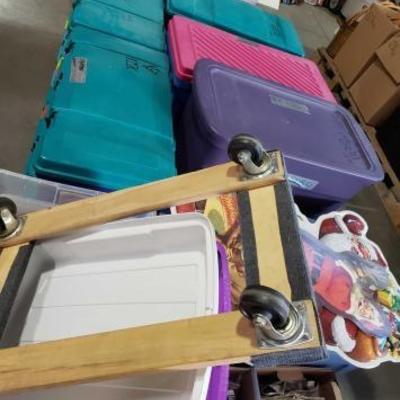 #1220: Huge Lot of Christmas Decorations in Approx. 11 Totes with Empty Totes Wooden Dolly
Huge Lot of Christmas Decorations in Approx....
