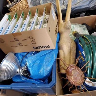 #1283: Box of Philips Light Bulbs, Rabbit Statue, 100ft Water Hose, Sun Shades and More...
Box of Philips Light Bulbs, Rabbit Statue,...