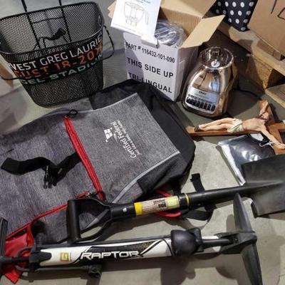 #1225: Misc. Box with New Oster Blender, Raptor Bike Pump, Shovel, Certified Federal Backpack and more...
Misc. Box with New Oster...