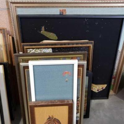 #1023: 9 Pieces of Needlepoint , 3 Pieces Photography , ranging from 14