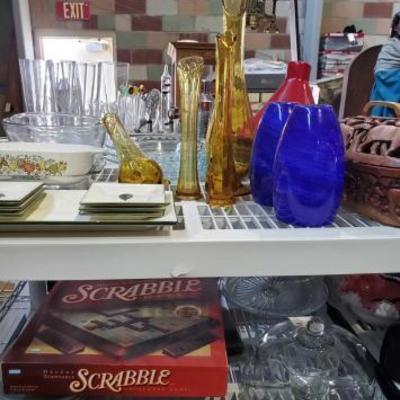 #1941: Glass Serving Dishes, Plates, Vasee, Scrabble Game and More
Glass Serving Dishes, Plates, Vasee, Scrabble Game and More