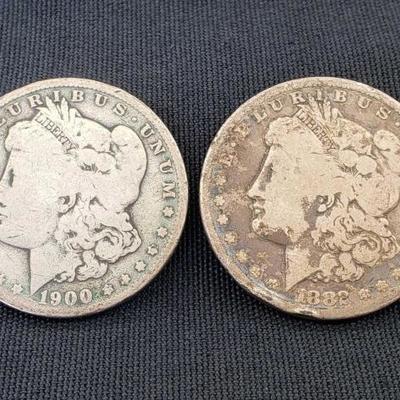#617: 1882 and 1900 US Morgan Silver Dollars
San Francisco Mint and New Orleans Mint 
