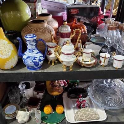 #1918: Vases, Tea Cups, Champagne Glasses, Glass Cake Stand, and More