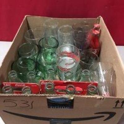 Lot of Collectible Coke Bottles and Glasses