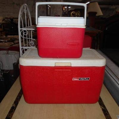 Two Red Ice Chest  Cooler - Large and Carry Size