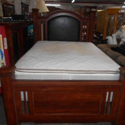 Cherry Bed Frame with Pillowtop Mattress and Box S ...