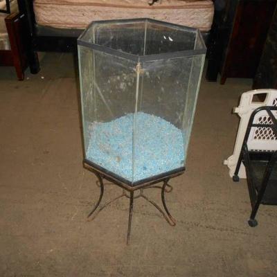 Octagonal Fish Tank With Stand and Rock