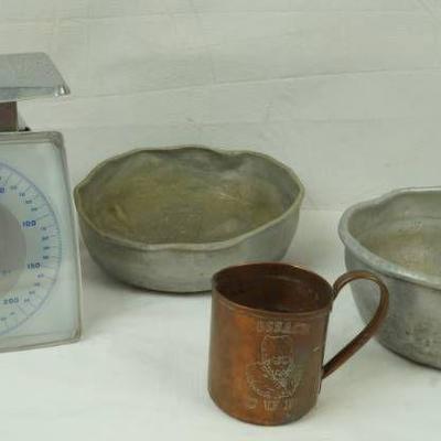 Dietary Scale, Copper  Colored Cup and two old, ...