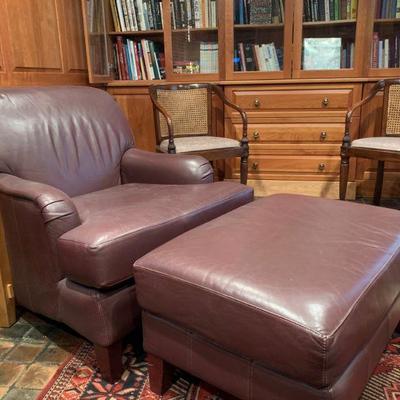 Purple Leather Chair and Ottoman