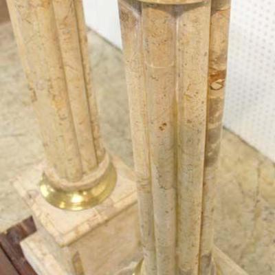 PAIR of Marble and Bronze Decorator Pedestals â€“ auction estimate $100-$200 â€“ Located Inside