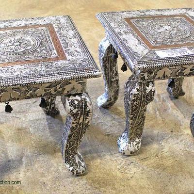 Selection of Asian Metal Decorated Tables â€“ auction estimate $20-$100 â€“ located inside 