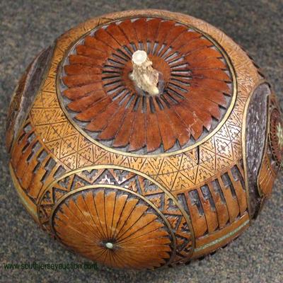 Handmade and Hand Carved Wooden Buffalo Pot â€“ auction estimate $50-$100 â€“ Located Inside