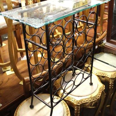  Contemporary Decorative Wine Rack, Glass Top with Metal Base

auction estimate $50-$100 â€“ located inside 