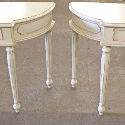 PAIR of Paint Decorated Shabby Chic One Drawer Consoles â€“ auction estimate $200-$400 â€“ Located Inside 