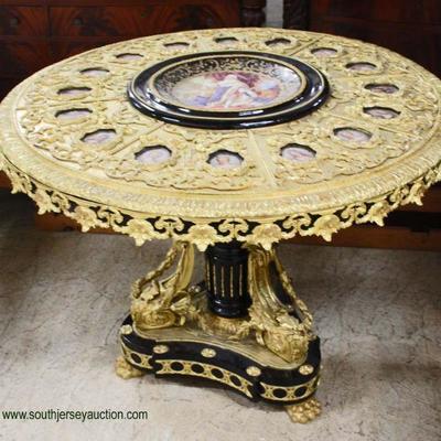  19th Century ELABORATE Bronze Wrap Center Table

 with Hand Painted Porcelain Plates and Highly Ornate Base

auction estimate...