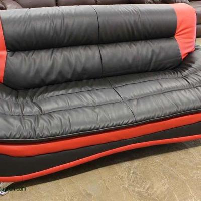 NEW 2 Piece Leather Living Room Set in the Modern Design in Ferrari Red and Black â€“ auction estimate $400-$800 â€“ Located Inside