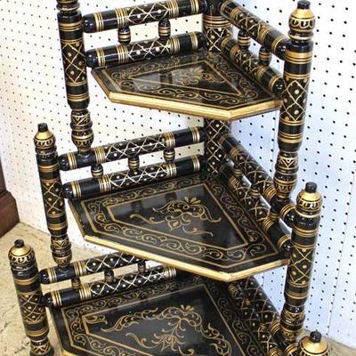  Selection of Black and Gold Asian/India Decorator Tables â€“ auction estimate $50-$100 â€“ located inside

  