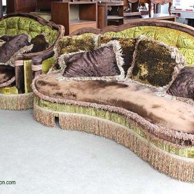 Large 5 Piece VINTAGE Mohair Living Room Set with Fringes and Pillows â€“ auction estimate $100-$500 â€“ Located Dock