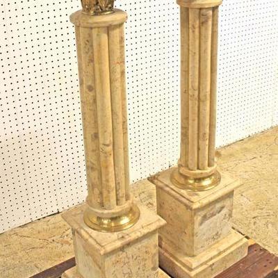 PAIR of Marble and Bronze Decorator Pedestals â€“ auction estimate $100-$200 â€“ Located Inside