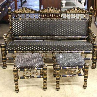 5 Piece Decorator Black and Gold Asian/India Parlor Set â€“ auction estimate $200-$400 â€“ located inside

  