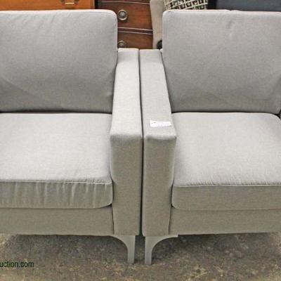 PAIR of NEW Leather Modern Design Club Chairs â€“ auction estimate $200-$400 â€“ Located Inside