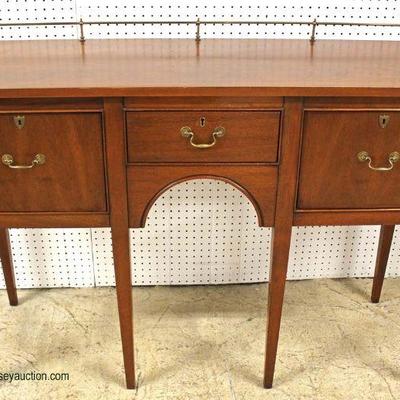 SOLID Cherry Taper Leg Brandy Board with Brass Gallery Attributed to Craftique Furniture â€“ auction estimate $300-$600 - Located Inside 