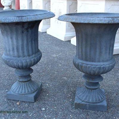  Large Selection of Victorian Style Cast Iron Flower Urns & other Garden Items

including Hitching Post, Sundials, Planters, Tins Buckets...