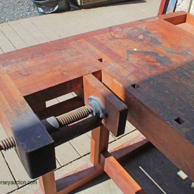 Custom SOLID Cherry Work Bench with Vises â€“ auction estimate $300-$600 â€“ Located Inside