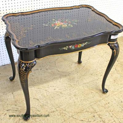 Paint Decorated Queen Anne Tea Table with Pull Out Sides â€“ auction estimate $100-$300 â€“ located inside 