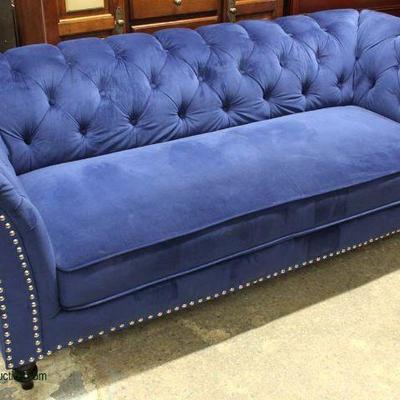  2 Piece LIKE NEW Button Tufted Blue Velour Sofa and Loveseat

auction estimate $300-$600 â€“ located inside 