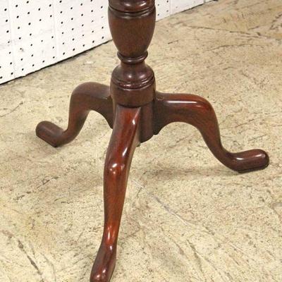 SOLID Mahogany â€œHenkel Harris Furnitureâ€ Candle Stand with Brass Gallery â€“ auction estimate $100-$300 â€“ Located Inside 