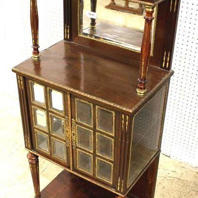 ANTIQUE French Mahogany Display Ã‰tagÃ¨re with Applied Bronze and Brass Gallery â€“ auction estimate $300-$600 - Located Inside 